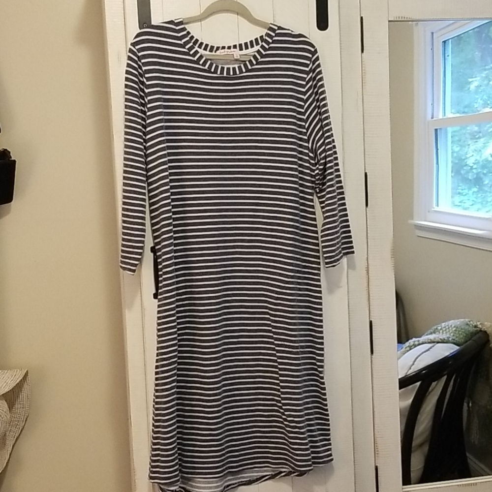 Fresh Produce striped dress blue & wht sz XL